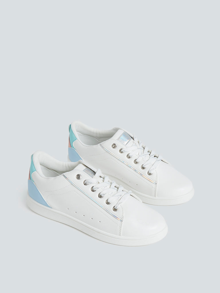 LUNA BLU White Colour block Lace-Up Sneakers